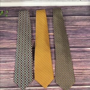 Stonehenge set of 3 Silk Men’s ties Stylish Gold and Brown tones Cocktail Tibet